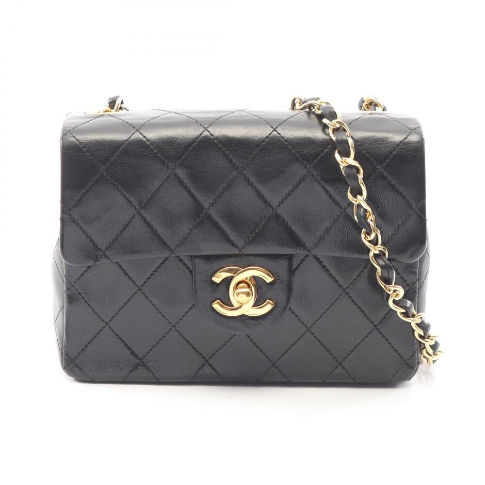 Chanel Matelasse Shoulder Bag Lambskin Sheepskin Black